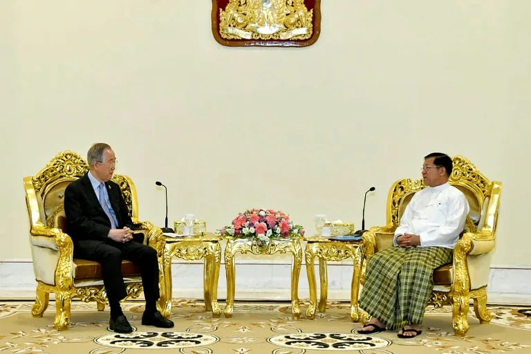 Ban Ki-moon on Tuesday urged the Myanmar military